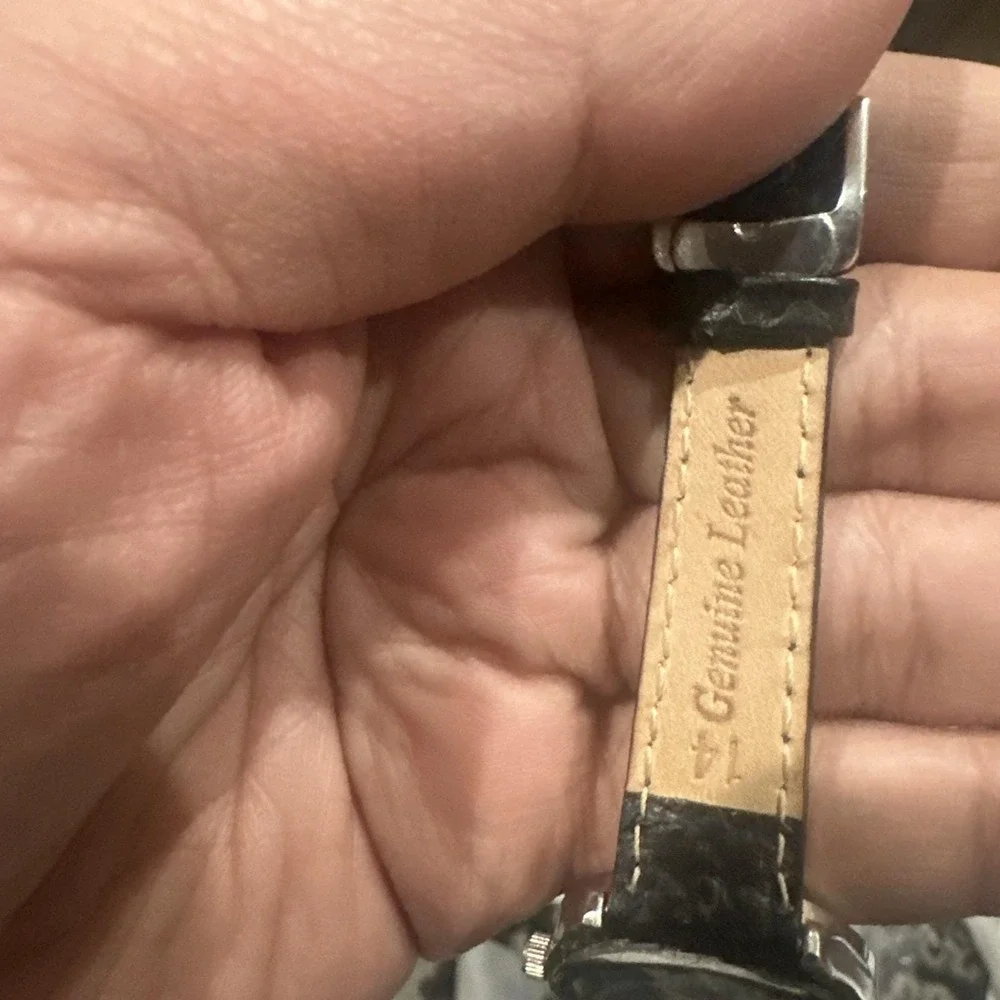 Working Vintage Speidel Ladies Watch Black Leather Quartz 28mm Fit‎ 7in New Batt